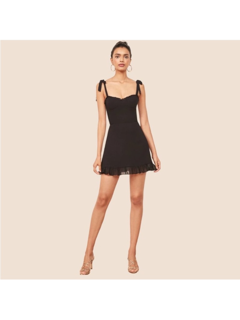 Reformation Christine Dress Black Mini cocktail Size 2
